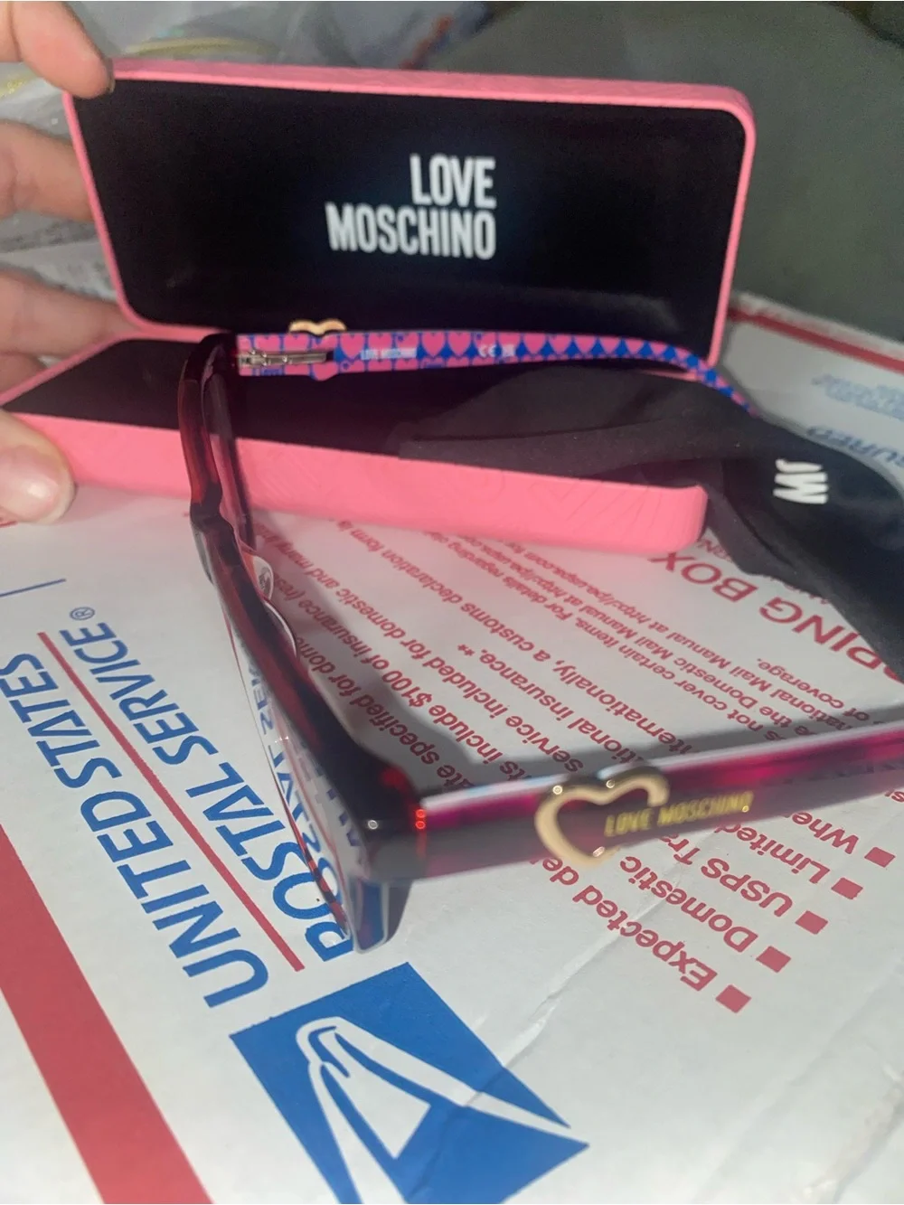 Moschino Pink Women's Sunglasses with Gold Heart Accent